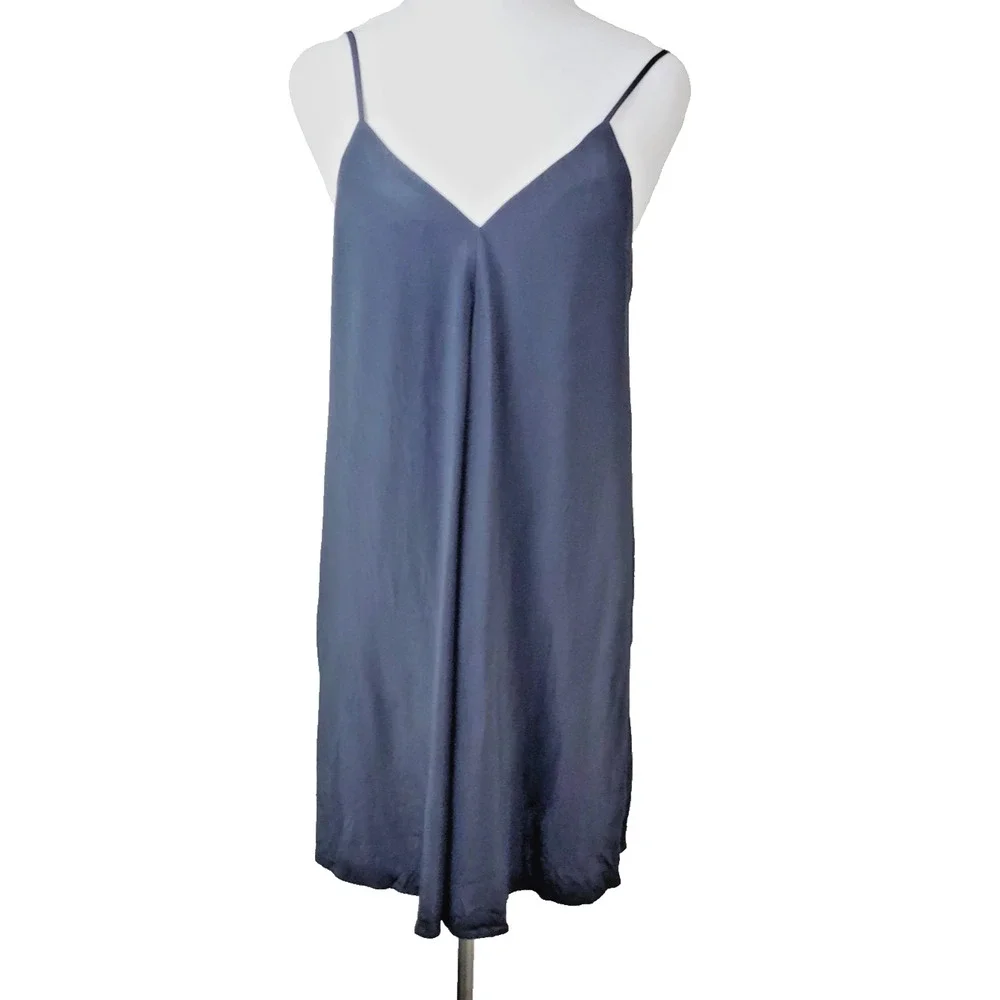 Amanda Uprichard Dress‎ Womens P Black 100% Silk Mini Low Back Slip Spaghetti